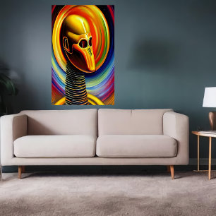 Poster Retrato de um legal robô amarelo Arte AI