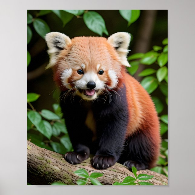 Poster Retrato de um Panda Vermelho Cute (Frente)