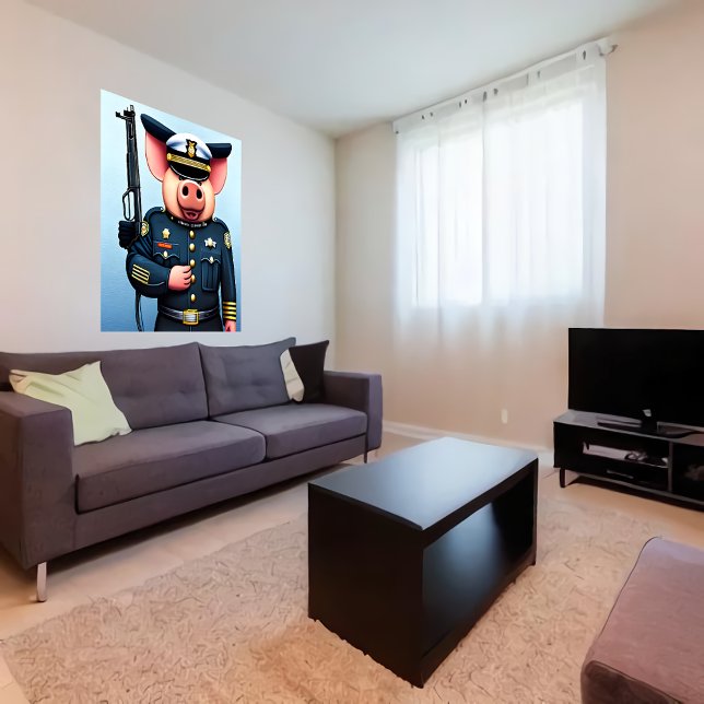 Poster Retrato de um Porco em uniforme policial | Arte AI (Criador carregado)