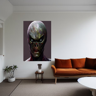 Poster Retrato de uma alienígena assustadora AI Art Pos