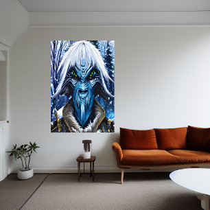 Poster Retrato de uma alienígena azul com cabelo branco  