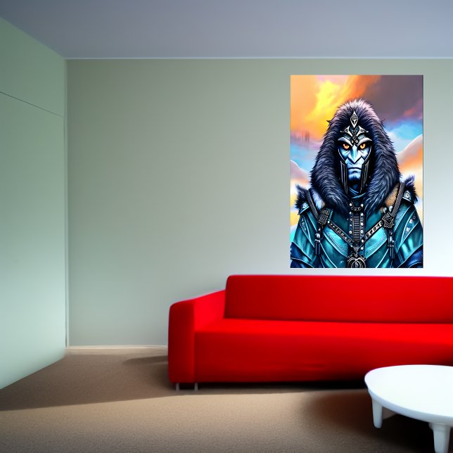 Poster Retrato de uma alienígena azul com olhos amarelos  (Criador carregado)