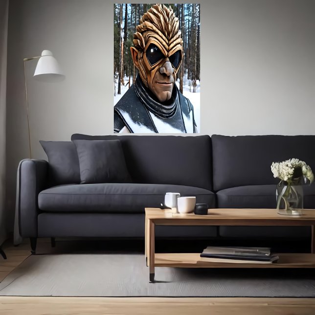 Poster Retrato de uma alienígena com olhos grandes e pret (Criador carregado)