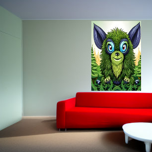 Poster Retrato de uma besta de fantasia verde AI Art Po