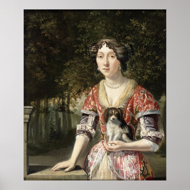 Poster Retrato de uma dama Vestindo um vestido vermelho e (Frente)