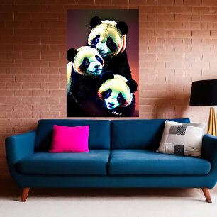 Poster Retrato de uma Família Panda   Arte AI