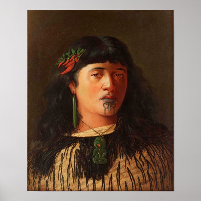 Poster "Retrato de uma Jovem Maori com Moko" (Frente)