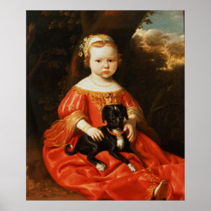 Poster Retrato de uma menina com um cão