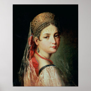 Pôster Retrato de uma Menina em Sarafan e