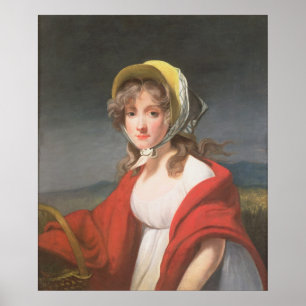 Pôster Retrato de uma menina que veste um xaile vermelho