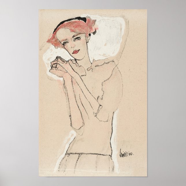 Poster Retrato de uma Mulher (1910) por Egon Schiele (Frente)