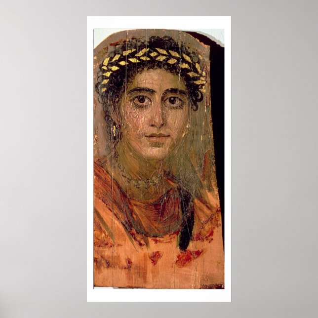 Pôster Retrato de uma Mulher, de Fayum, Romano-Egípcio, (Frente)