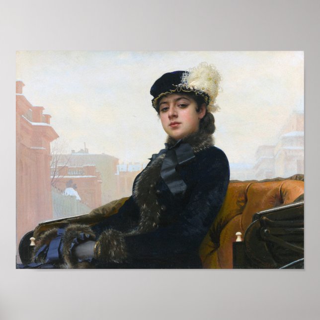 Poster Retrato de uma Mulher Desconhecida, Ivan Kramskoi (Frente)