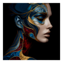 Pôster Retrato De Uma Mulher Em Abstrato