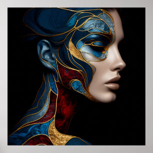 Poster Retrato De Uma Mulher Em Abstrato