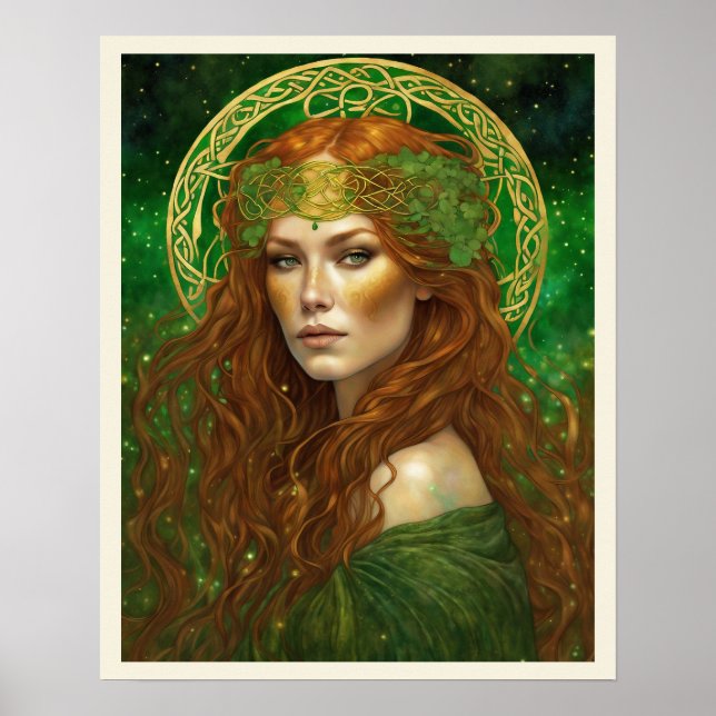 Poster Retrato de uma Mulher em Verde Shamrock (Frente)
