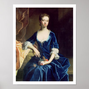 Pôster Retrato de uma senhora em um vestido azul de