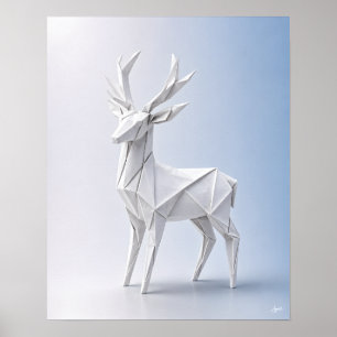 Poster Retrato de Veado em Origami