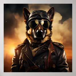 Poster Retrato de Vintage do Sheperd Aviator WWI