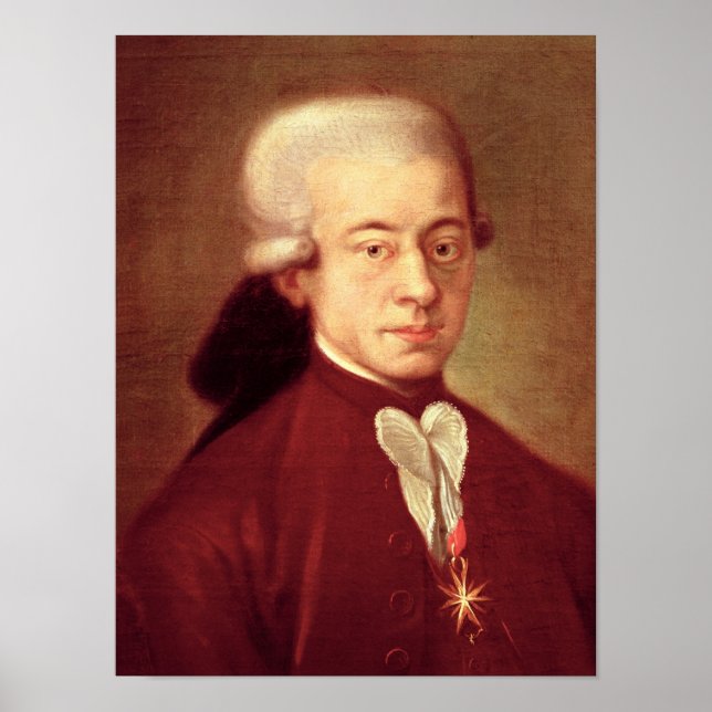 Pôster Retrato de Wolfgang Amadeus Mozart após 1770 (Frente)