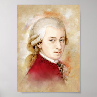 Poster Retrato de Wolfgang Amadeus Mozart em estilo de aq