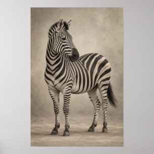Poster Retrato de Zebra em Luz Neutra Suave Parede de Vid