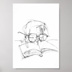 Poster Retrato do abstrato Book Lover