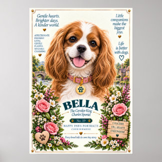 Poster Retrato do Cão Cavalier King Charles Spaniel | Bel