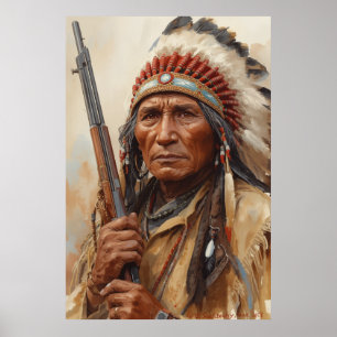 Poster Retrato do Chefe Indígena Geronimo Guerreiro