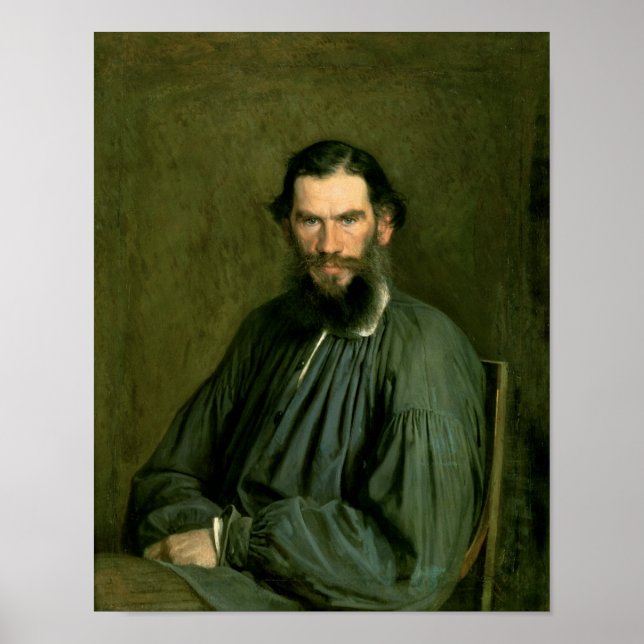 Poster Retrato do Conde lev Nikolaevich Tolstoy 1873 (Frente)
