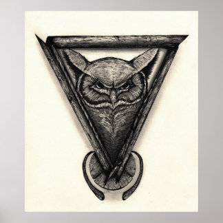 Poster Retrato do corujo, tinta e lápis