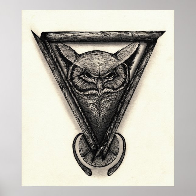 Poster Retrato do corujo, tinta e lápis (Frente)