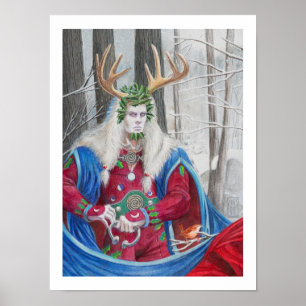 Pôster Retrato do detalhe do rei celta do azevinho