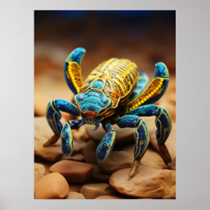 Poster Retrato do Escorpião Colorido Vibrante #1