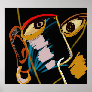 Poster Retrato do Guerreiro: Abstração Primitiva do Petró