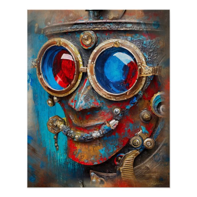 Pôster Retrato do Homem de Lata Steampunk (Frente)