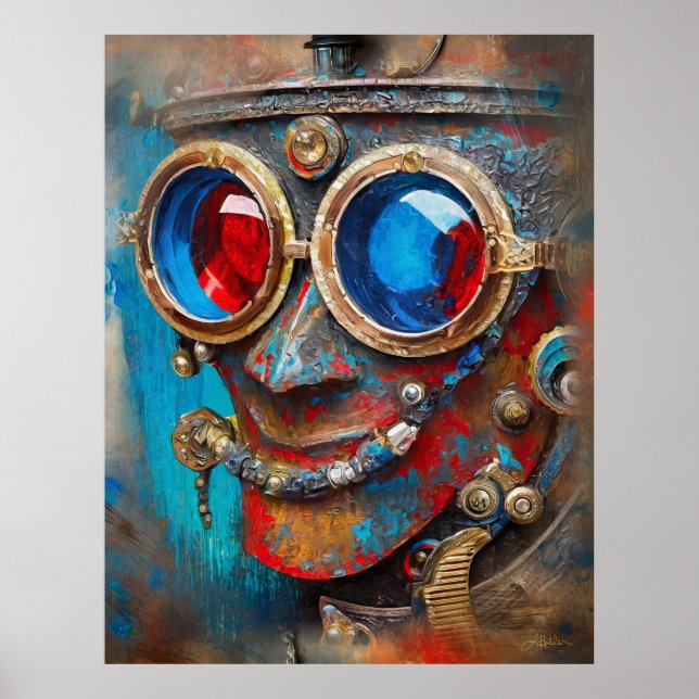 Poster Retrato do Homem de Lata Steampunk (Frente)