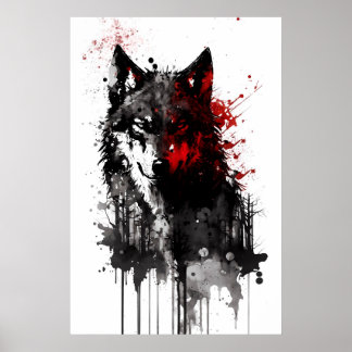 Poster Retrato do Lobo da Cinza de Tinta