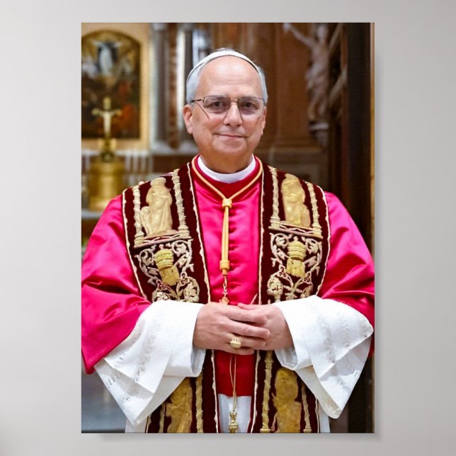 Poster Retrato do Papa Leão XIV (Frente)