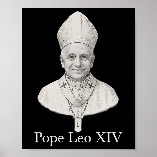 Poster Retrato do Papa Leo Xiv (Frente)