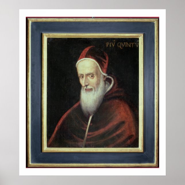 Poster Retrato do Papa Pio V (1504-72) (óleo na canvas) (Frente)