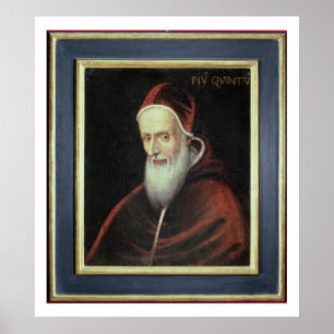 Poster Retrato do papa Pius V (1504-72) (óleo em canvas)