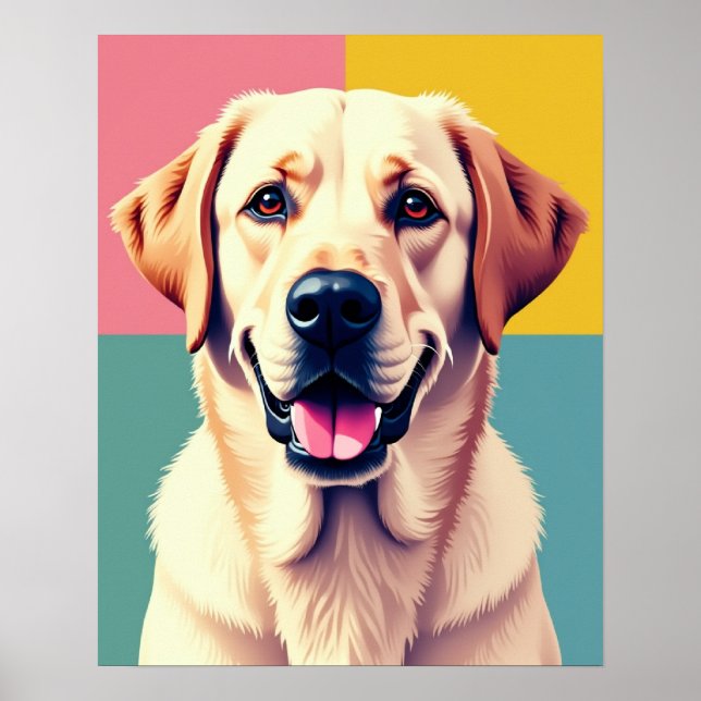 Poster Retrato do Pastel Pop Art Labrador Retriever (Frente)