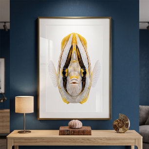 Poster Retrato do Peixe-Anjo Listrado Amarelo
