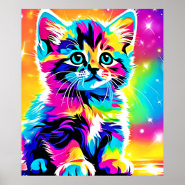 Poster Retrato do Rainbow Kitten