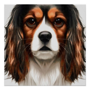 Pôster Retrato do Rei Charles Cavalier Spaniel Pet