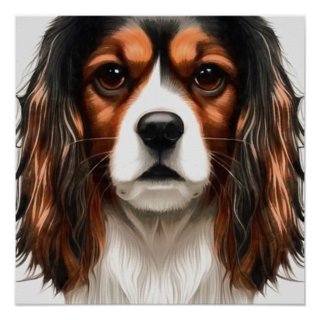 Pôster Retrato do Rei Charles Cavalier Spaniel Pet (Frente)