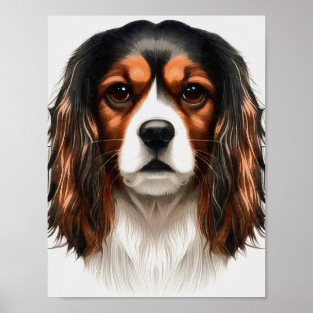 Poster Retrato do Rei Charles Cavalier Spaniel Pet (Frente)