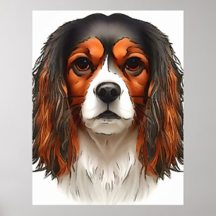 Poster Retrato do Rei Charles Cavalier Spaniel Pet