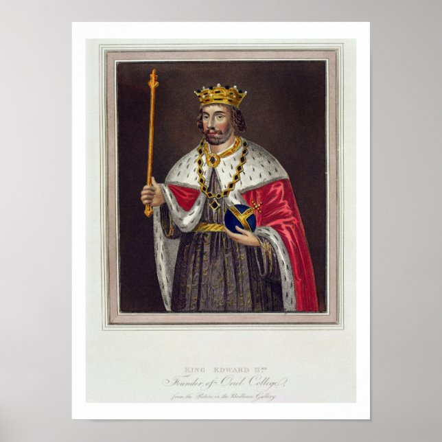 Poster Retrato do Rei Eduardo II (1284-1327) Fundador da (Frente)